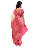 Pearl White and Pink Silk Sari-SS05