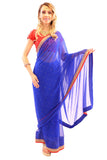 Mesmerizing Royal Blue with Gold Embroidered Pre-Pleated Ready-Made Sari-SNT10040