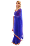 Mesmerizing Royal Blue with Gold Embroidered Pre-Pleated Ready-Made Sari-SNT10040