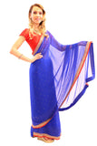 Mesmerizing Royal Blue with Gold Embroidered Pre-Pleated Ready-Made Sari-SNT10040