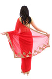 Shimmering Red with Gold Embroidered Pre-Pleated Ready-Made Sari