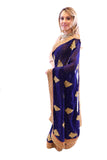 Midnight Passion Navy Blue with Gold Embroidered Pre-Pleated Ready-Made Sari-SNT10035