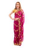 Luxurious Magenta Pink with Gold Embroidered Pre-Pleated Ready-Made Sari