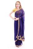 Classy & Chic Navy Blue with Gold Embroidered Pre-Pleated Ready-Made Sari-SNT10028