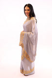 Stunning Grey with Luxurious Gold Embroidered Pre-Pleated Ready-Made Sari