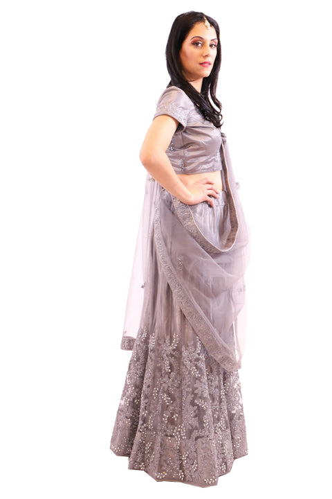 Ashy Grey Designer Lehenga Choli - SNT11030