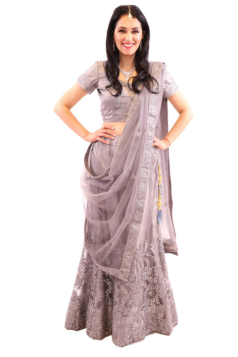 Ashy Grey Designer Lehenga Choli - SNT11030