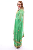 Pastel Green with Golden Embroidered Pre-Pleated Ready-Made Sari-SNT10001