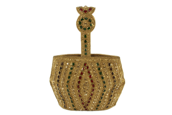 Multicolor Rhinestone Bucket Style Indian Evening Purse