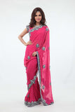 Alluring Pink Sari with Diamond Border