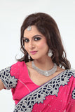 Alluring Pink Sari with Diamond Border