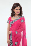 Alluring Pink Sari with Diamond Border