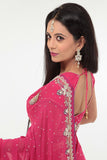 Glitzy and Shiny Stylish Pink Party-wear Sari