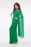 Earthy Green Elegant Sheer Ready-made Sari-SNT10197