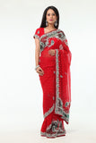 Flamboyant and Dazzling Red Wedding Sari