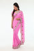 Blushing Beauty in Pink Sari with Silver Beaded Border