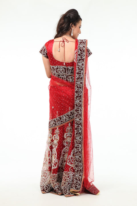 Charming Diamond Studded Stylish Deep Red Lehenga Choli-SNT11133