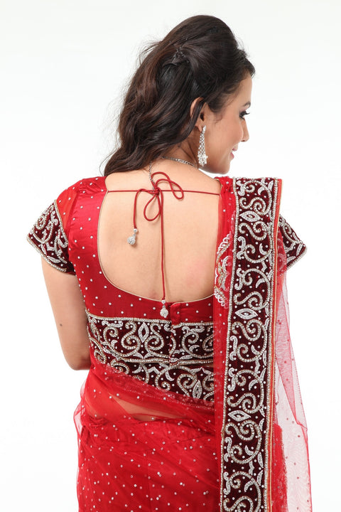 Charming Diamond Studded Stylish Deep Red Lehenga Choli-SNT11133