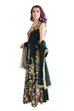 Hunter Green and Gold Embroidered Long Anarkali Gown