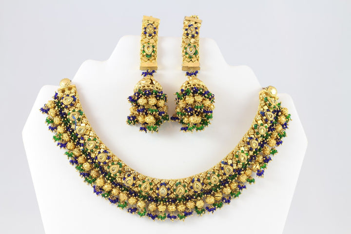 Exquisite Traditional Gold Necklace Set with Earrings