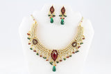Royal Diva Pearl and Multi-Colored Necklace Set with Earrings