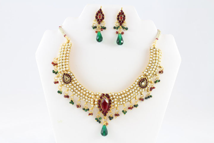 Royal Diva Pearl and Multi-Colored Necklace Set with Earrings