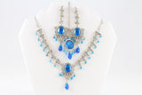 Icy Blue Dazzling Silver Necklace Set with Earrings