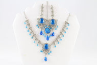 Icy Blue Dazzling Silver Necklace Set with Earrings
