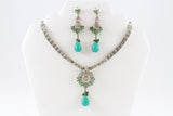 Sparkling Silver and Turquoise Necklace Set with Earrings