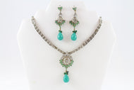 Sparkling Silver and Turquoise Necklace Set with Earrings