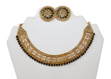 Classic Black and Gold Fusion Necklace set with Earrings and Tika - JW2004