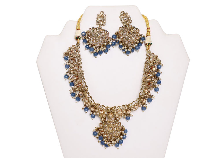 Eye-catching Olympic Blue Necklace Set with Earrings and Tika- JW2005