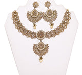 Finely Detailed Blush Rose Necklace Set with Earrings and Tika- JW2006