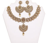 Finely Detailed Blush Rose Necklace Set with Earrings and Tika- JW2006