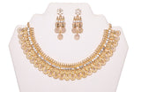 Soft Gold with Stones Necklace Set with Earrings and Tika- JW2010