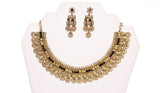 Rich Gold with Black Stones Necklace Set with Earrings- JW2011
