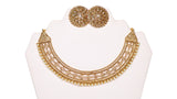 Luxurious Light Gold Choker Necklace Set with Round Earring and Tika-  JW2012