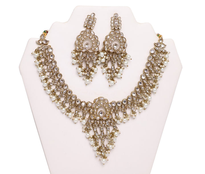 Snow White Pearly Necklace Set with Earrings and Tika - JW2019