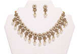 White Bloom and Pearly Necklace Set with Earrings- JW2022