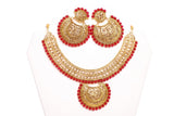 Classic Red and Gold Necklace set with Earrings and Tika - JW2024