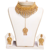 Golden Goddess Necklace set with Earrings and Tika -JW2039