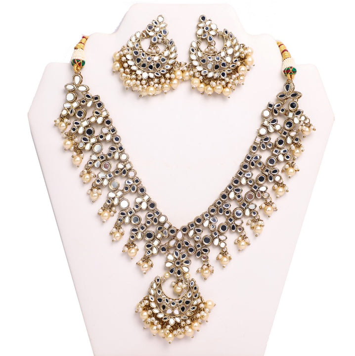 Glorious Glass Necklace Set with Earrings and Tika - JW2043