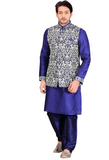 Blue Dupioni Raw Silk Indian Wedding Indo-Western Sherwani For Men