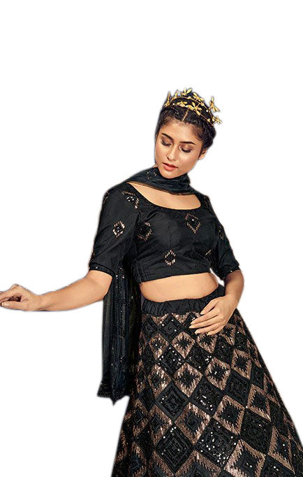 Captivating Black Raven Lehenga- SNT11014