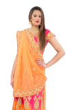 Tangerine Pink with Gold Embroidered Lehenga -SNT11086