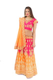 Tangerine Pink with Gold Embroidered Lehenga -SNT11086
