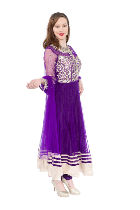 Purple Fantasy with stonework  Indo-Western Long Anarkali Gown