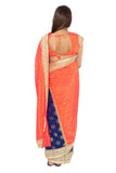 Lovely Orange and Blue Pre-Pleated Ready-Made Sari