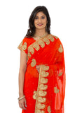 Alluring Orange Ready-Made Pre-Pleated Sari