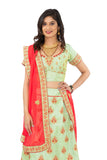 Marvelous Mint and Red Lehenga-SNT11081